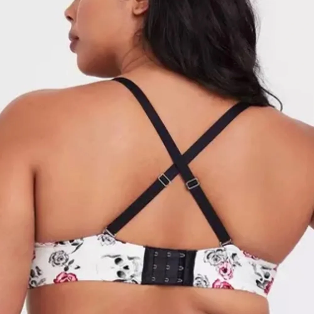 Torrid Curve Body™ white Skull red rose Floral Demi Bra white rockabilly 46DD - Picture 5 of 11
